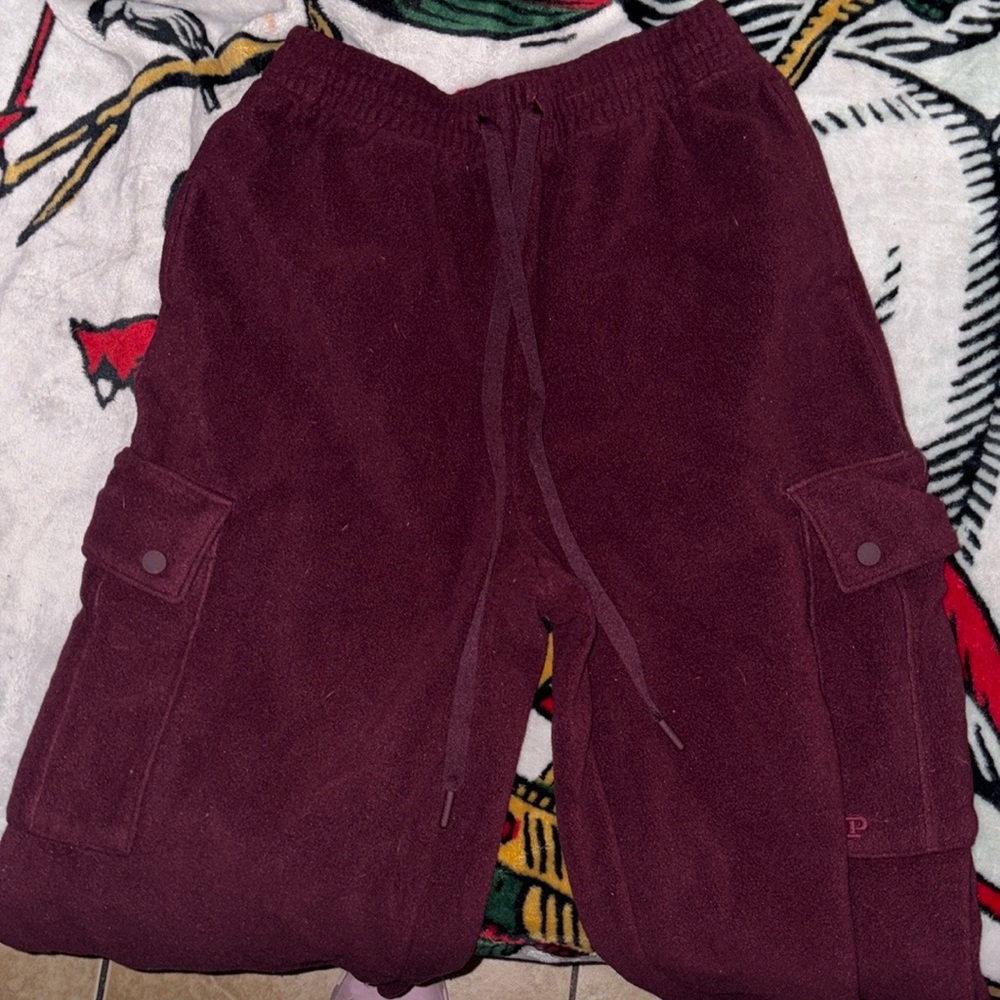 PINK Victoria's Secret Burgandy Cargo Sweatpants